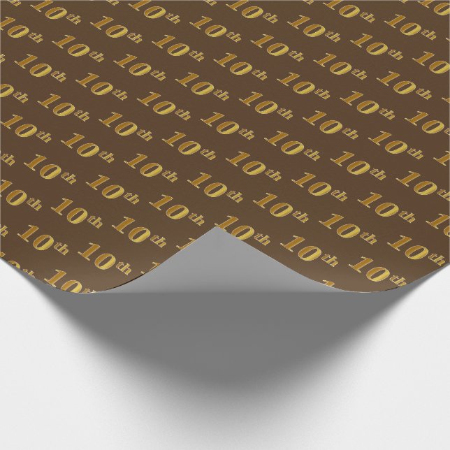 Papier Cadeau Brown, Faux Gold 10e (Dixième) Event Wrapping Pape (Coin)