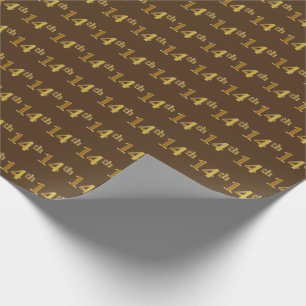 Papier Cadeau Brown, Faux Gold 14ème (Quatorzième) événement