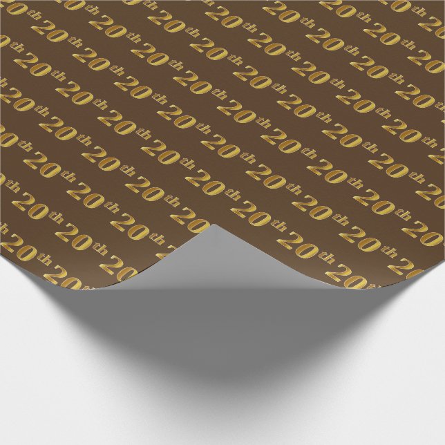 Papier Cadeau Brown, Faux Gold 20th (Vingtième) Event (Coin)