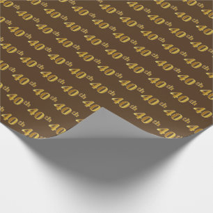 Papier Cadeau Brown, Faux Gold 40th (Quarantième)
