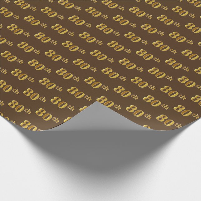 Papier Cadeau Brown, Faux Gold 80th (Eighantième) Event (Coin)