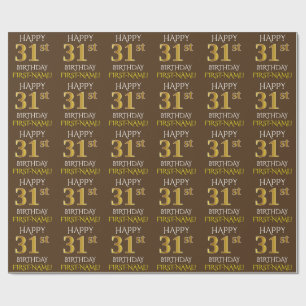 Papier Cadeau Brown, Faux Gold "HAPPY 31st BIRTHDAY"