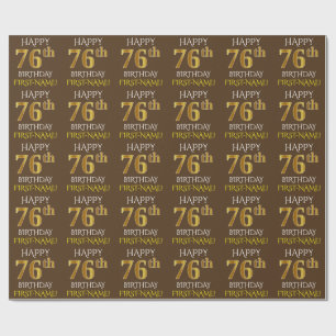 Papier Cadeau Brown, Faux Gold "HAPPY 76th BIRTHDAY"