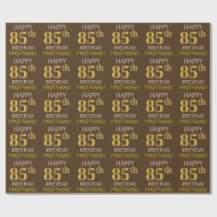 Papier Cadeau Brown, Faux Gold "HAPPY 85th BIRTHDAY"