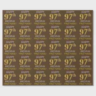 Papier Cadeau Brown, Faux Gold "HAPPY 97th BIRTHDAY"