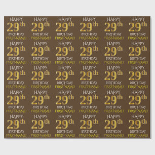 Papier Cadeau Brown, Faux Gold "HEUREUX 29ème anniversaire"