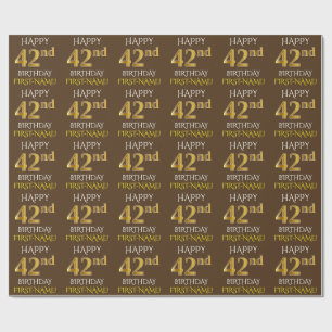 Papier Cadeau Brown, Faux Gold "HEUREUX 42e anniversaire"