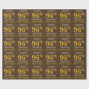Papier Cadeau Brown, Faux Gold "HEUREUX 96e anniversaire"