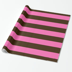 Papier Cadeau Brown foncé, rose chaud #2 XL Preppy Stripe 1X