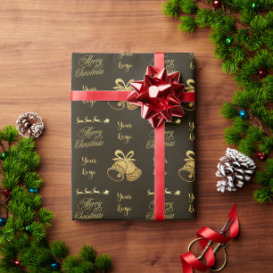 Papier Cadeau Brown Gold Chic Christmas Tree Retail Logo personn