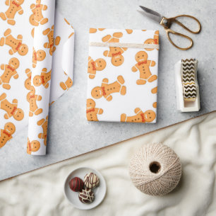 Papier Cadeau Brown homme en pain d'épices sur blanc