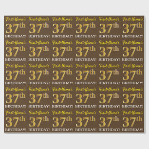 Papier Cadeau Brown, Imitation Gold Look "37e anniversaire"