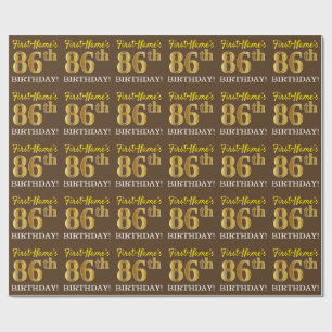 Papier Cadeau Brown, Imitation Gold Look "86e anniversaire"