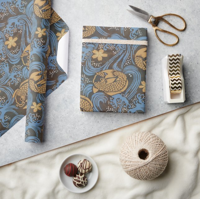 Papier Cadeau Brown japonais Koi Carp (Artisanat)