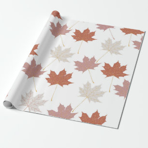 Papier Cadeau Brown rouge automne Floral Feuille Y2K Motif