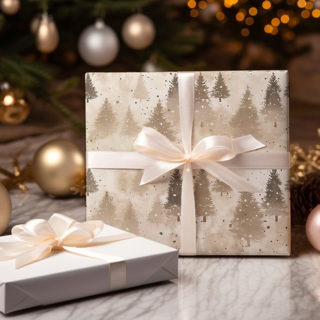 Papier Cadeau Brown Russe Pin d'hiver de Noël (Créateur téléchargé)