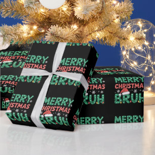 Papier Cadeau Bruh Mème Drôle Dire Bro Salutation Noël