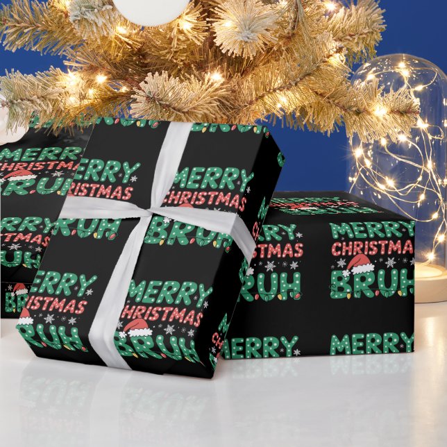 Papier Cadeau Bruh Mème Drôle Dire Bro Salutation Noël (Vacances)