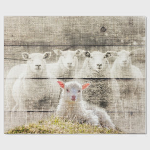 Papier Cadeau Brûlure d'agneau de bébé à mouton rustique