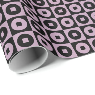 Papier Cadeau Brume Mauve et Cercle Carré Noir