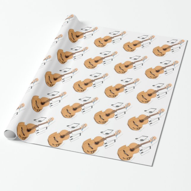 Papier Cadeau Brun de guitare (Déroulé)