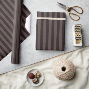 Papier Cadeau Brun foncé & Bandes de pierre brune