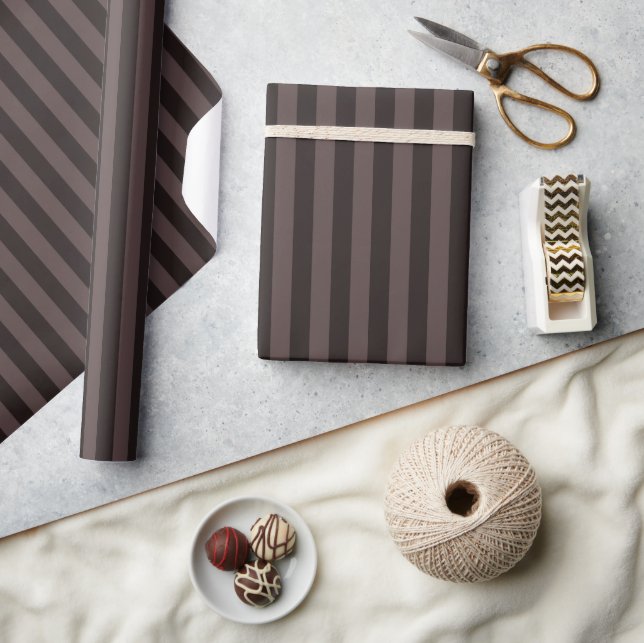 Papier Cadeau Brun foncé & Bandes de pierre brune (Artisanat)