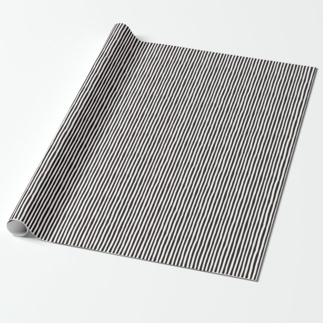 Papier Cadeau Brun foncé et blanc rayures irrégulières (Déroulé)