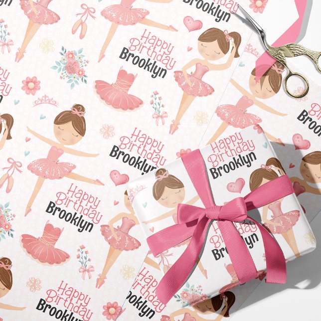 Papier Cadeau Brunette Ballerina Papier d'enveloppement personna (Créateur téléchargé)