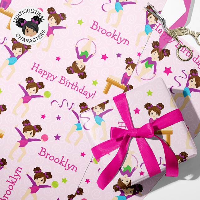 Papier Cadeau Brunette Gymnastique Anniversaire Papier (Créateur téléchargé)