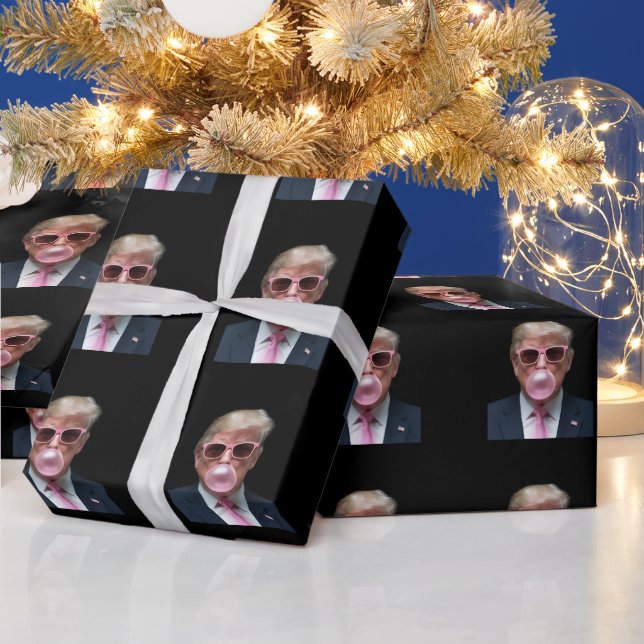 Papier Cadeau Bubblegum Rose Trump Drôle Président USA (Vacances)