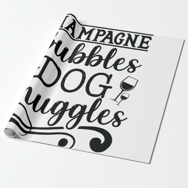 Papier Cadeau Bubbles de champagne et lunettes de chien (Déroulé)