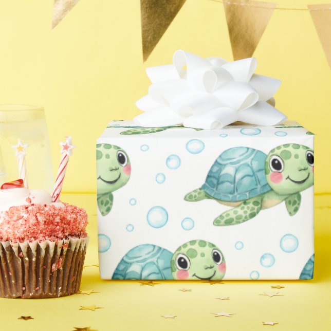 Papier Cadeau Bubbles & Fins Children's Birthday (Fête d'anniversaire)