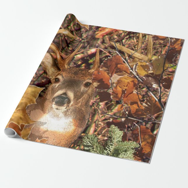 Papier Cadeau Buck in Camo White Tail Deer (Déroulé)