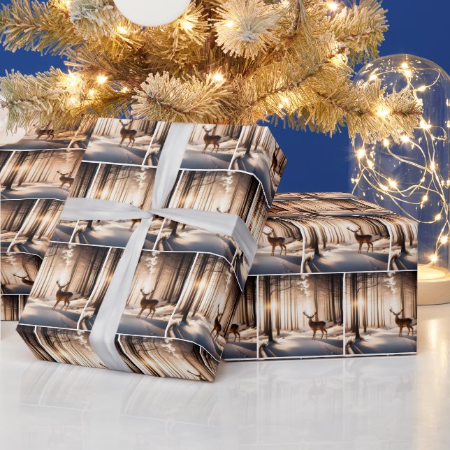Papier Cadeau Buck In Winter Woods (Vacances)