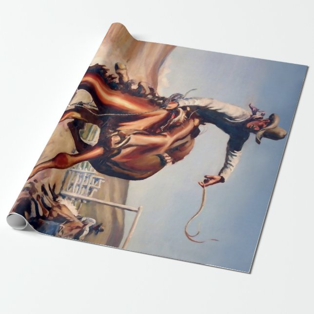 Papier Cadeau « Bucking Bronco » Art occidental par Will James (Déroulé)