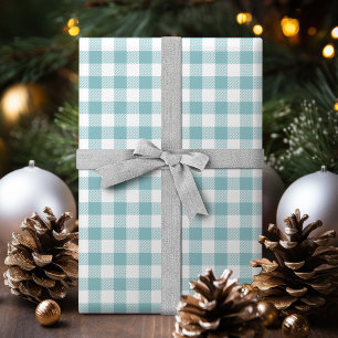 Papier Cadeau Buffalo Check en vichy motif poussiéreux turquoise