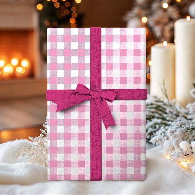 Papier Cadeau Buffalo Check en vichy motif rose pastel (Buffalo Check gingham pattern pastel pink Wrapping Paper)