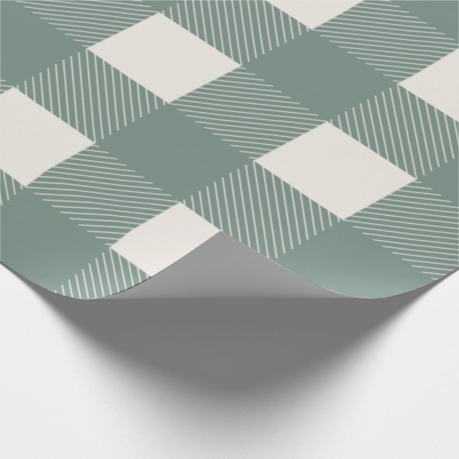 Papier Cadeau Buffalo Check Green Simple Design tendance (Coin)