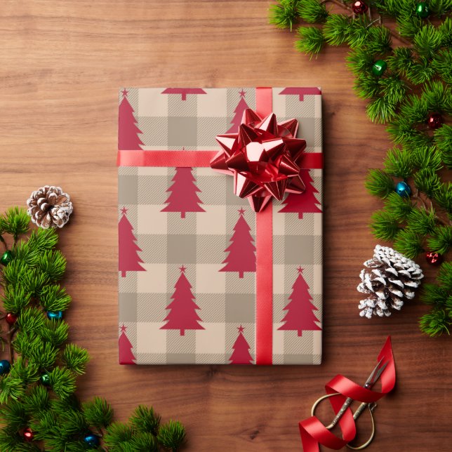 Papier Cadeau Buffalo Check Plaid PaysArbre de Noël (Cadeau de vacances)