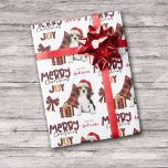 Papier Cadeau Buffalo Plaid Beagle Puppy Christmas<br><div class="desc">Le motif répété sur ce joli papier d'emballage de Noël est l'image d'un adorable chiot Beagle portant un chapeau de Père Noël rouge et blanc, avec un coussin de buffle noir et rouge derrière lui, et un paquet cadeau coordonné avec un ruban d'or à côté de lui. Il y a...</div>
