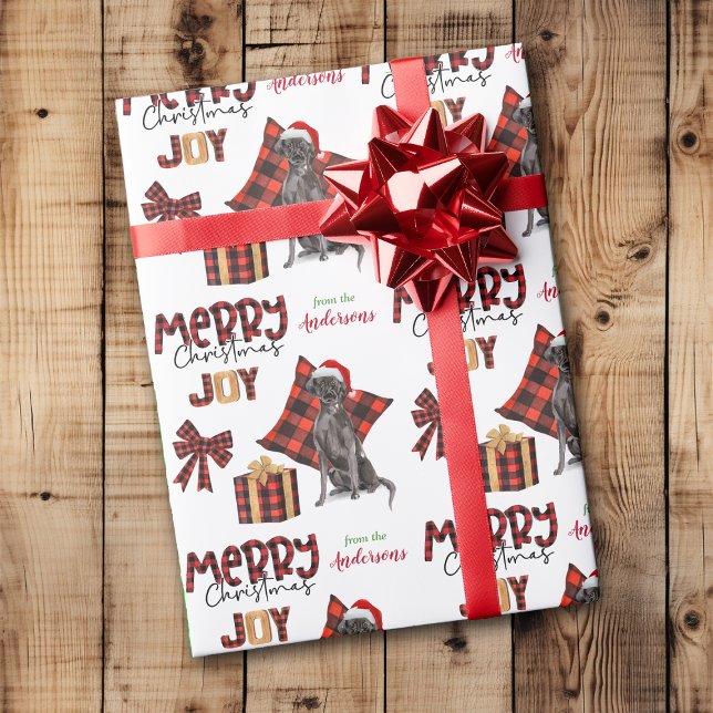 Papier Cadeau Buffalo Plaid Black Labrador Retriever Dog Holiday (Créateur téléchargé)