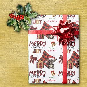 Papier Cadeau Buffalo Plaid Chihuahua Puppy Christmas