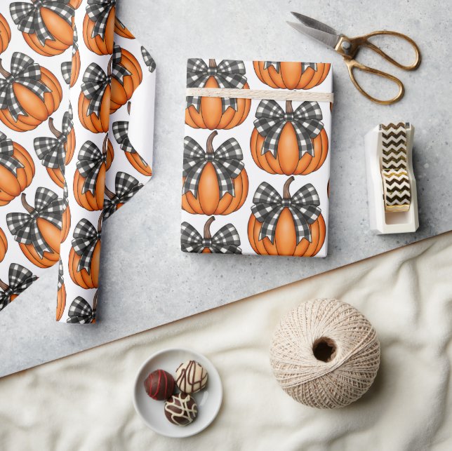 Papier Cadeau Buffalo Plaid Citrouilles blonds (Artisanat)