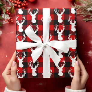 Papier Cadeau Buffalo Plaid Deer rustique Pays Bois