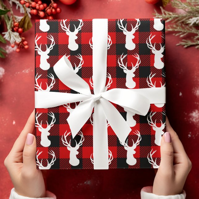 Papier Cadeau Buffalo Plaid Deer rustique Pays Bois (Créateur téléchargé)
