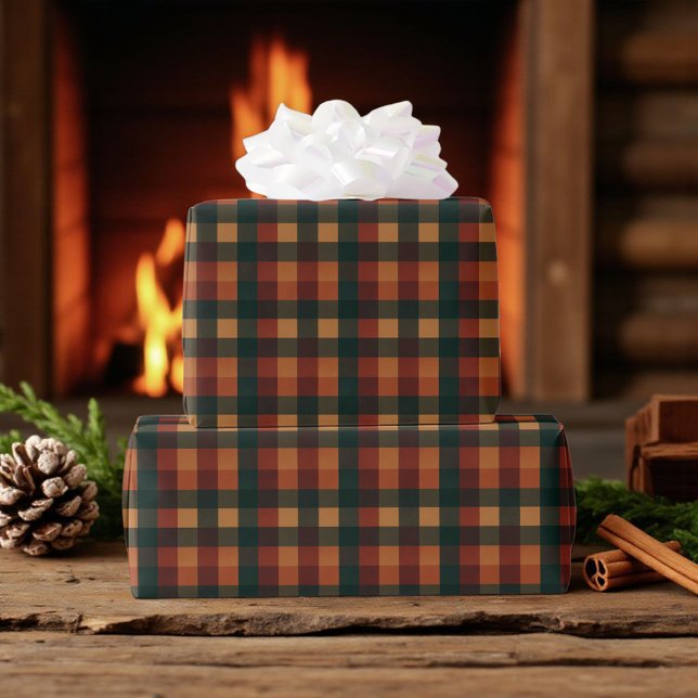 Papier Cadeau Buffalo Plaid Holiday Rustic Gingham  (Créateur téléchargé)