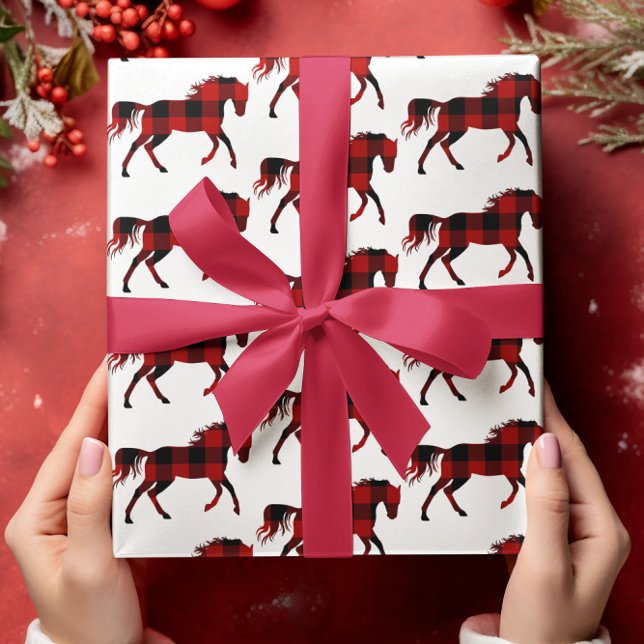 Papier Cadeau Buffalo Plaid Horse Russe Pays Ouest (Créateur téléchargé)