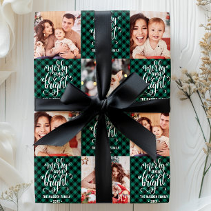 Papier Cadeau Buffalo Plaid Joyeux Et Lumineux Photo De Noël