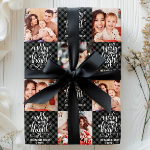 Papier Cadeau Buffalo Plaid Joyeux Et Lumineux Photo De Noël